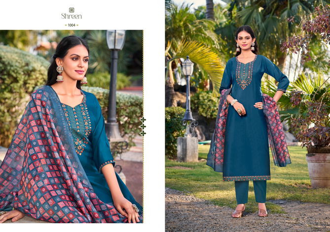 Alexa Vol 6 By Shreen Roman Silk Designer Kurti With Bottom Dupatta Wholesale Shop In Surat